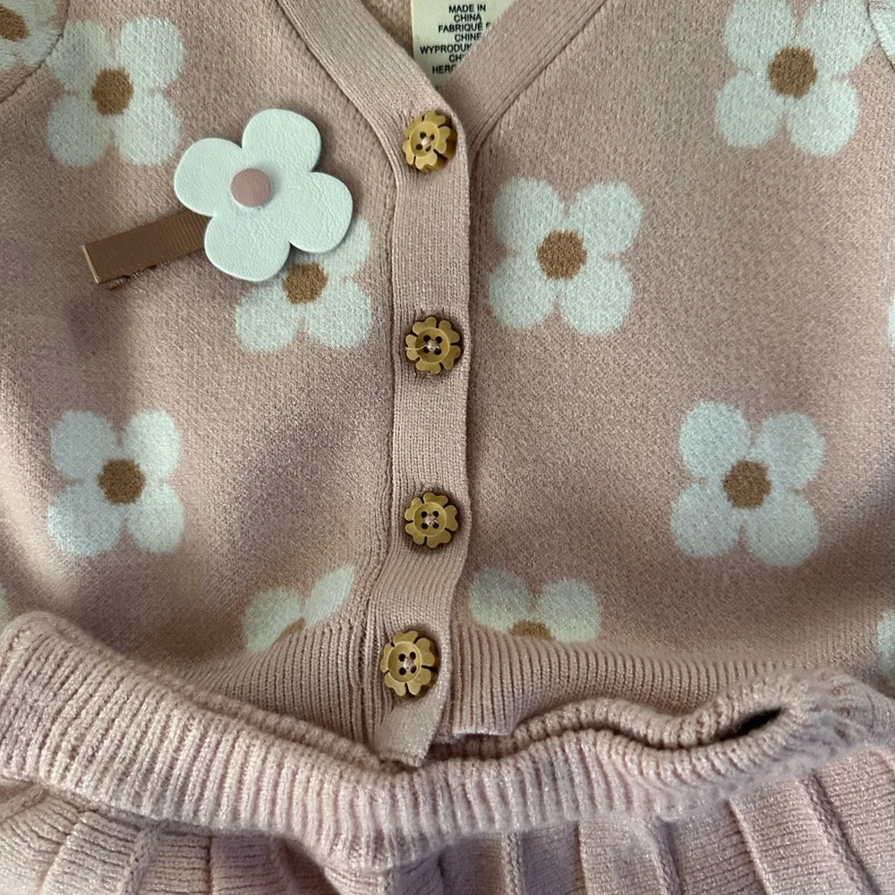Happily Grey Kids' Floral Cardigan and Skirt Set + hair clip - Pink - Picture 6 of 8